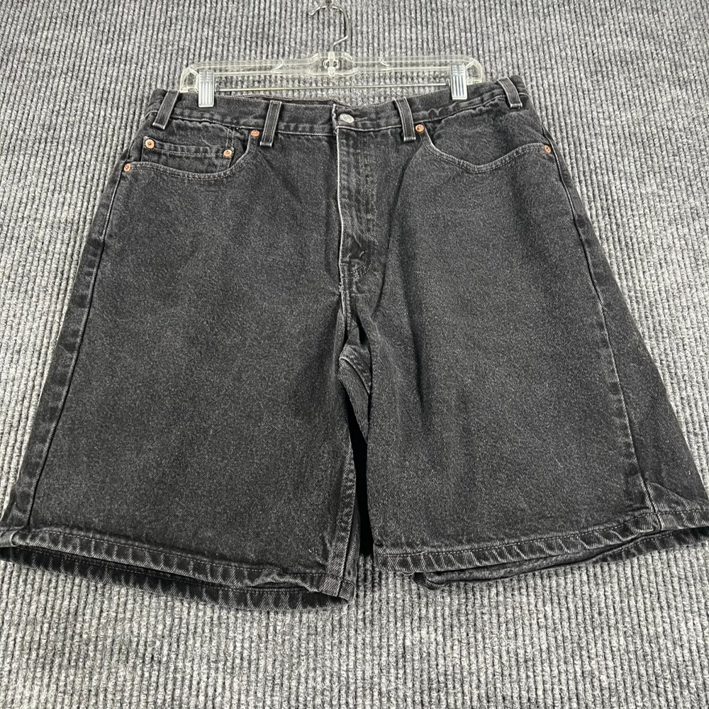 Vintage Levis 550 Denim Shorts Mens Size 36 Black Bat Wing Relaxed Fit Casual